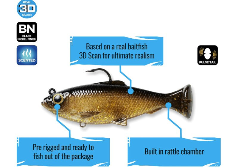 Savage Gear Pulse Tail Baitfish RTF Fishing Soft Bait 3" 3/8oz 2 Pack