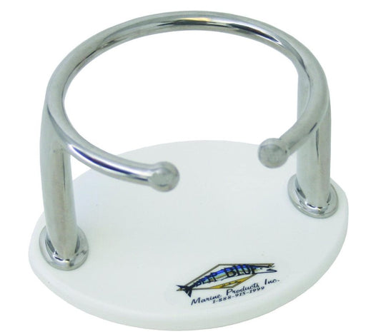 Deep Blue Single Drink Holder Stainless Steel White Base Suction Cup