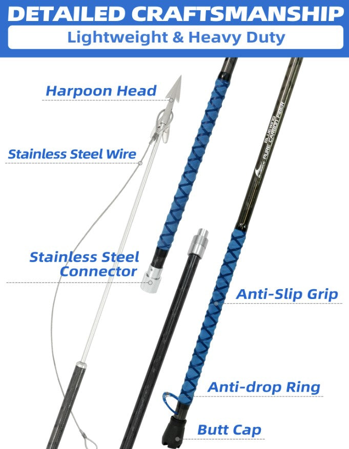 flagman harpoon combo spin BLUEWING 12ft Front Weighted Carbon Fiber Harpoon, 3pcs Design
