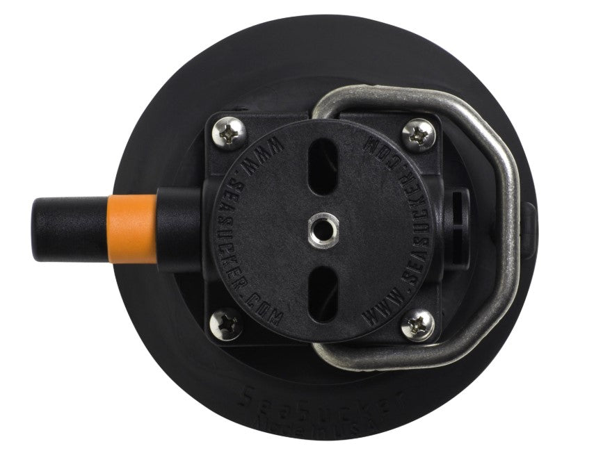 SeaSucker 4.5" Black Mount with Stainless Steel Flat-Top D-Ring