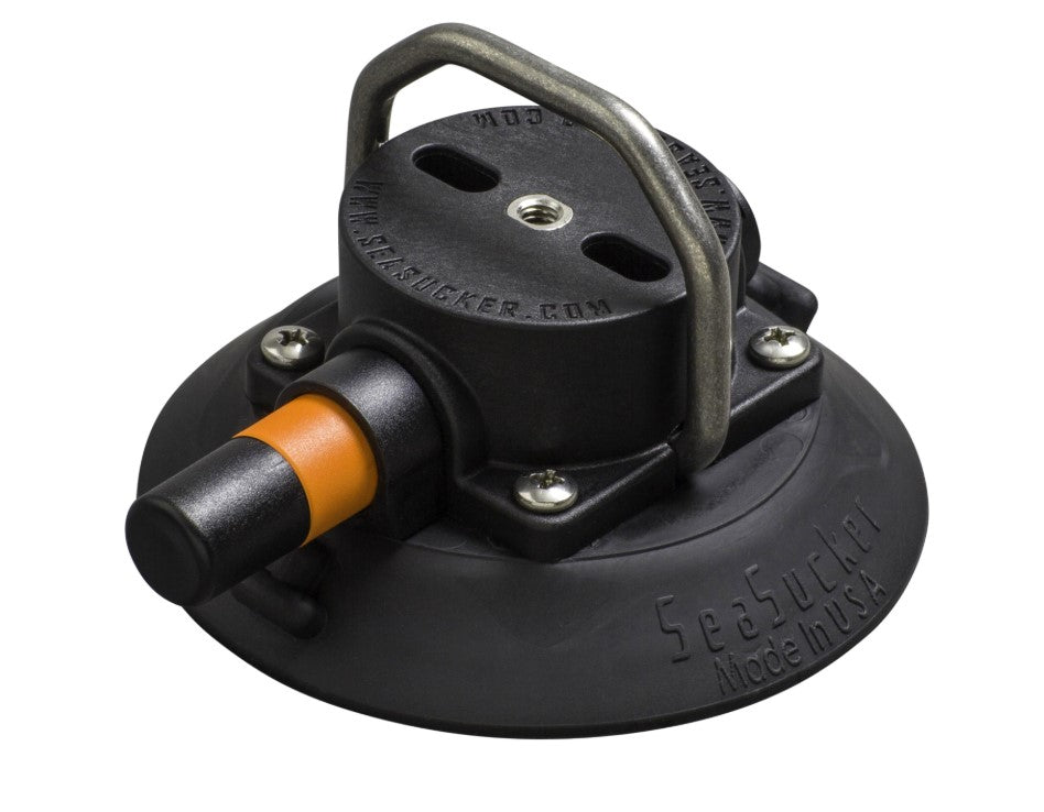 SeaSucker 4.5" Black Mount with Stainless Steel Flat-Top D-Ring