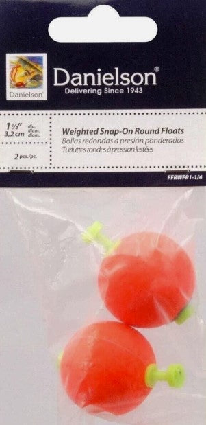 Danielson FFRWFR1-1/4 Weighted Round Snap Float Fluorescent Red