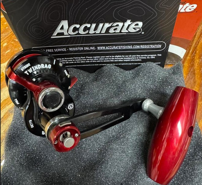 Accurate Valiant 2 Speed BV2-300L-SPJ-BR Custom Lefty Black Red Reel Slow Pitch