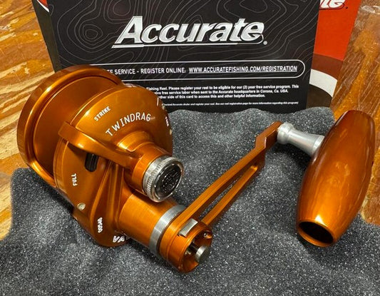 Accurate Valiant 2 VT2-500NL-SPJ-BO Narrow Left Hand 2 Speed Custom Burnt Orange Reel