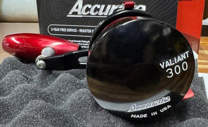 Accurate Valiant 2 Speed BV2-300L-SPJ-BR Custom Lefty Black Red Reel Slow Pitch