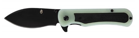 Gerber Confidant Folding Knife Black Blade / Jade G-10 with Bamboo Inlay.