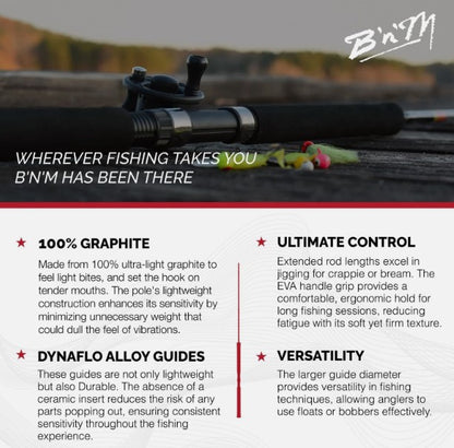 B'n'M BGJP143 Buck's Graphite Jig Fishing Pole 3-Piece 14'