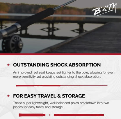 B'n'M BGJP143 Buck's Graphite Jig Fishing Pole 3-Piece 14'
