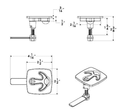 Taco Marine Square Stainless Steel LATCH-Tite, 2-1/2".