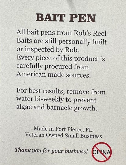 Rob's Reel Floating Bait Mini Bait Pen Trap Circle Tall 18"x 18"x 24"