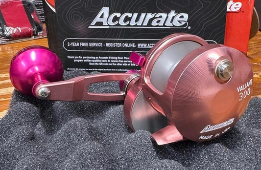 Accurate Valiant 300 2-Speed BV2-300 Clicker Next-Gen Round Knob Pink Hot Pink Reel