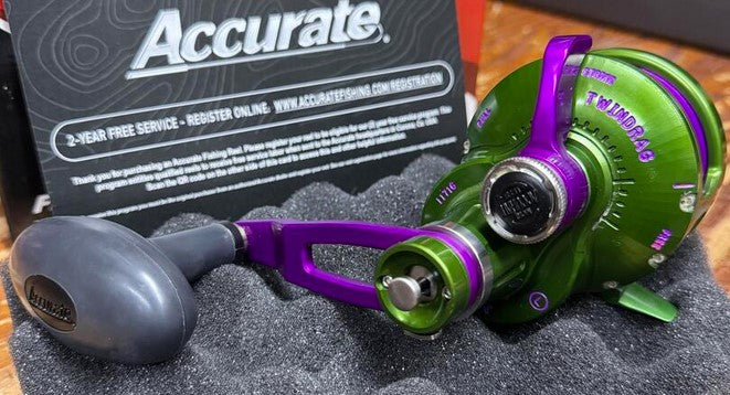 Accurate Valiant 500 Narrow 2-Speed BV2-500NL Lefty Green Purple Reel
