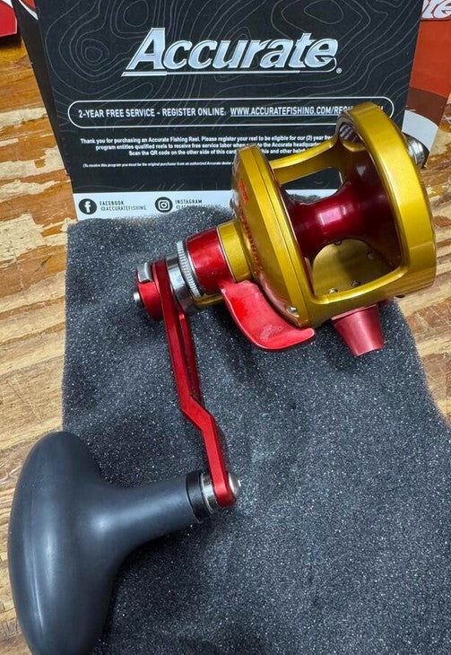 Accurate Valiant 500 Narrow Plus 2-Speed BV2-500NLP Lefty Orange Red Reel