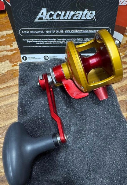 Accurate Valiant 500 Narrow Plus 2-Speed BV2-500NLP Lefty Orange Red Reel