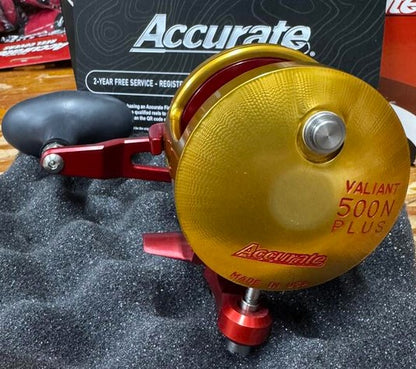 Accurate Valiant 500 Narrow Plus 2-Speed BV2-500NLP Lefty Orange Red Reel