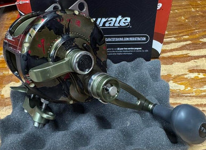 Accurate Boss Extreme 50 2-Speed BX2-50 Jungle Camo With Red Splatter Reel