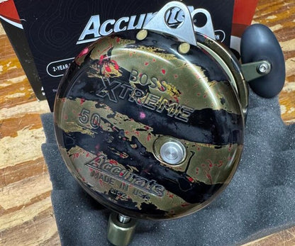 Accurate Boss Extreme 50 2-Speed BX2-50 Jungle Camo With Red Splatter Reel