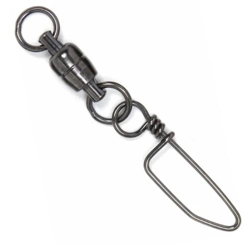 Billfisher BBSS Stainless Ball Bearing Snap Swivels, Nickel-Black 2-Ring 95lb Test