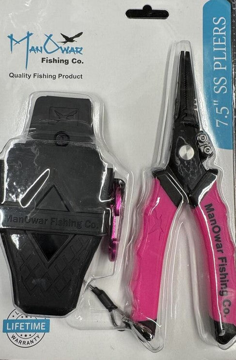 Man O War Pink Aluminum Stainless Steel Pliers 7.5"