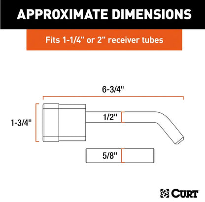 CURT 1/2" Hitch Lock with 5/8" Adapter (1-1/4" or 2" Receiver, Deadbolt, Chrome) #23024