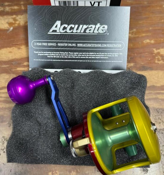 Accurate Valiant 2 VT2-600L Reel 2 Speed Left Hand Custom Black Purple Next-Gen Round Knob