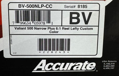 Accurate Valiant  BV-500NLP Narrow Plus Lefty Custom Purple Black Conventional Reel Next-Gen Round Knob