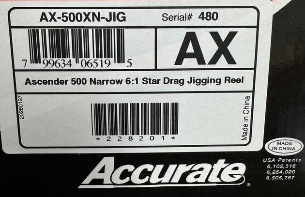 Accurate Ascender AX-500XN-JIG Narrow 6:1 Star Drag Jigging Conventional Reel