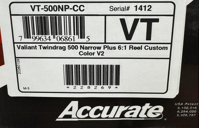 Accurate Valiant VT-500NP Reel Narrow Plus Custom Black Purple Next-Gen Round Knob