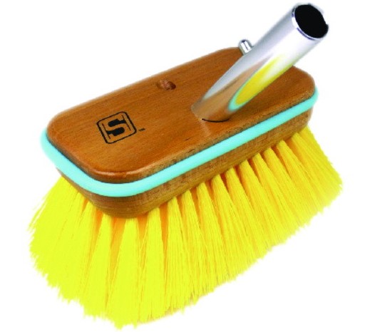 Seachoice Deck Brush with Bumper Wood 6" Medium Yellow Poly