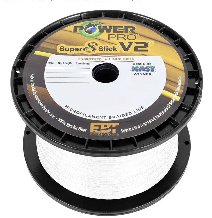 Power Pro Super Slick V2 65lb White Braided Line Bulk 3000yds