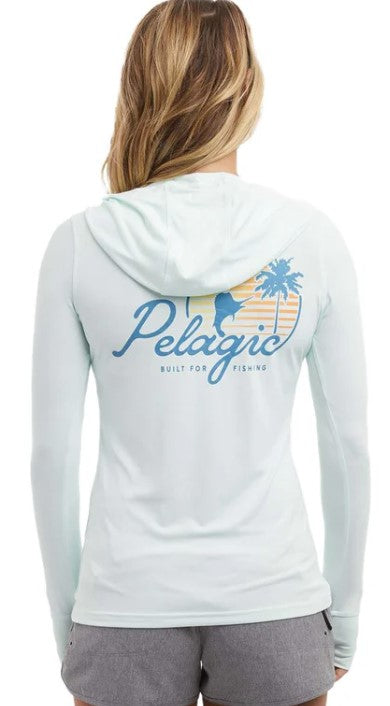 Pelagic Women's Aquatek Hooded Sunset Sails Hooded Performance Long Sleeve Shirt