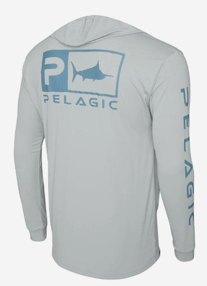 Pelagic Men's Aquatek Hooded Rusted Icon Long Sleeve Performance Shirt