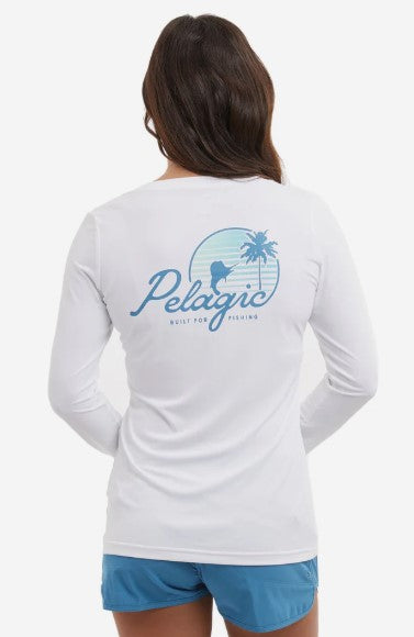 Pelagic Women's Aquatek Hooded Sunset Sails Hooded Performance Long Sleeve Shirt