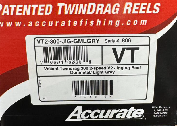 Accurate Valiant 2 300 2-Speed VT2 Custom Gunmetal Gray Jigging Conventional Reel