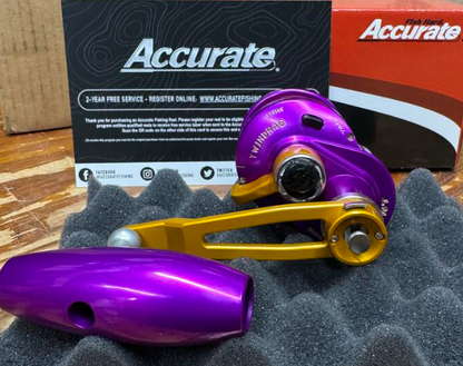 Accurate Valiant 2 300 2-Speed VT2 Custom Purple Gold Jigging Conventional Reel
