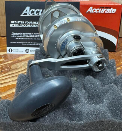 Accurate Boss Extreme BX2-30N-S 30 Narrow 2-Speed Silver Blue Conventional Reel