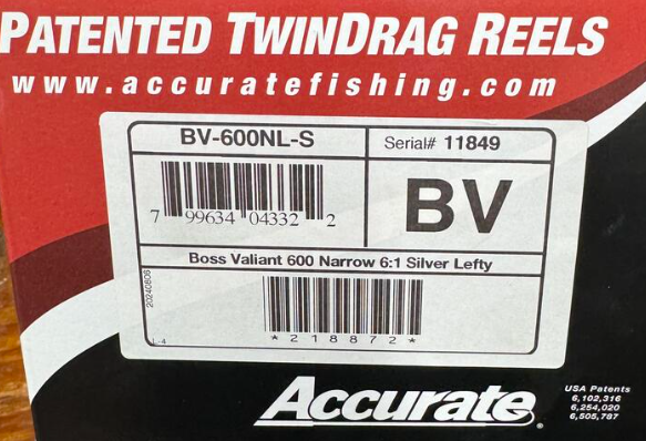 Accurate Boss Valiant BV 600 Narrow Lefty Silver Conventional Reel