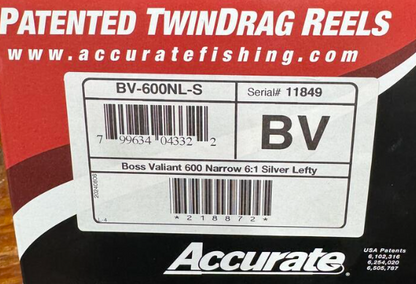 Accurate Boss Valiant BV 600 Narrow Lefty Silver Conventional Reel