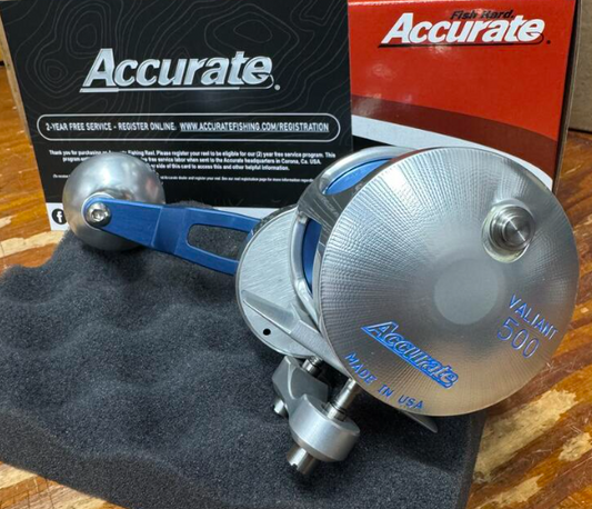 Accurate Boss Valiant BV 500 Custom Silver Blue Conventional Reel Next-Gen Knob