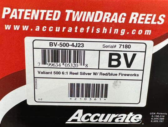 Accurate Boss Valiant 500 Silver BV Custom Red Blue Fireworks Conventional Reel