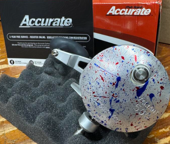 Accurate Boss Valiant 500 Silver BV Custom Red Blue Fireworks Conventional Reel
