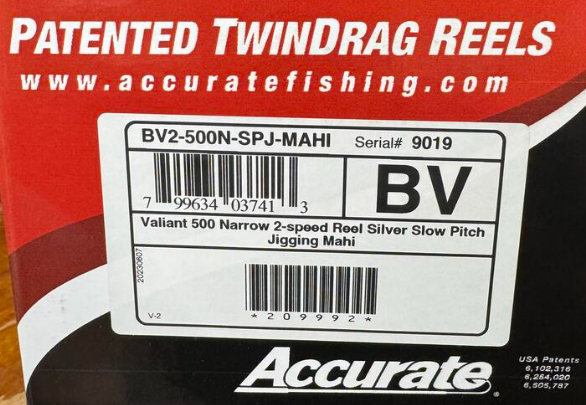 Accurate Valiant 500 Narrow 2-Speed Mahi Slow Pitch Jigging SPJ Conventional Reel
