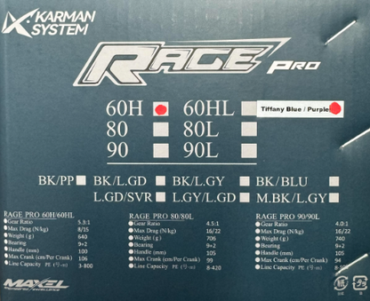 Maxel Rage Pro 60H Custom Tiffany Blue / Purple Conventional Reel Right Hand