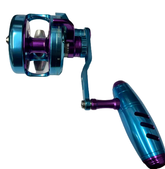 Maxel Rage Pro 60H Custom Tiffany Blue / Purple Conventional Reel Right Hand