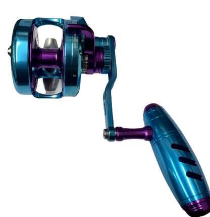 Maxel Rage Pro 60H Custom Tiffany Blue / Purple Conventional Reel Right Hand
