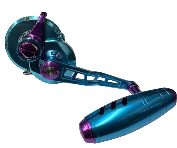 Maxel Rage Pro 60H Custom Tiffany Blue / Purple Conventional Reel Right Hand