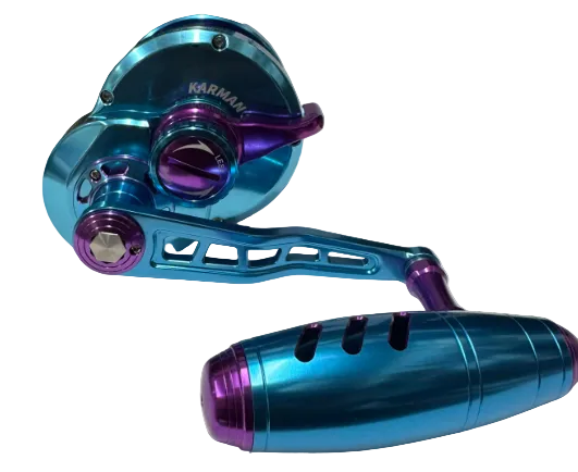Maxel Rage Pro 60HL Custom Tiffany Blue / Purple Conventional Reel Left Hand