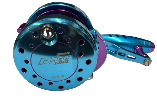 Maxel Rage Pro 60HL Custom Tiffany Blue / Purple Conventional Reel Left Hand