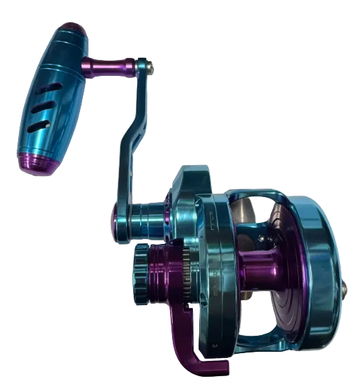 Maxel Rage Pro 60HL Custom Tiffany Blue / Purple Conventional Reel Left Hand