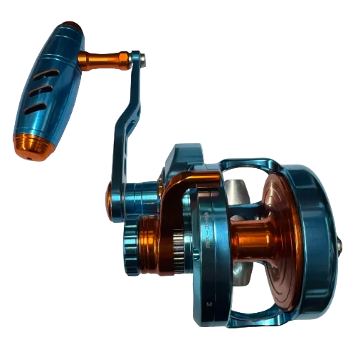 Maxel Rage Pro 60 60HL Custom Tiffany Blue Orange Conventional Reel Left Hand